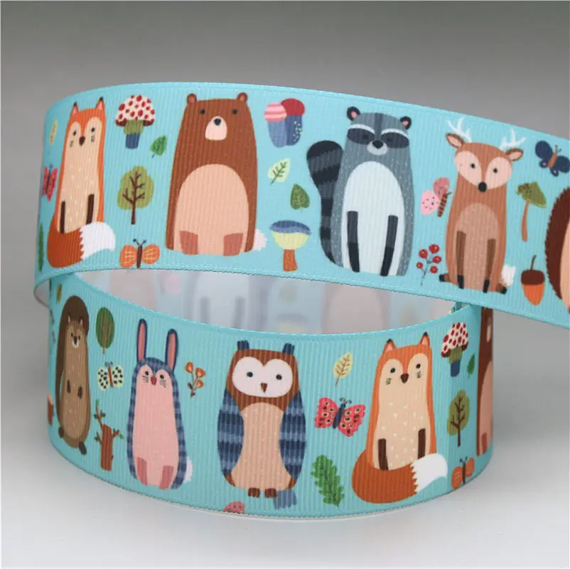 DHK 1.5'' 5yards fox cat animals printed grosgrain Ribbon Accessory hairbow headwear decoration DIY Wholesale 38mm E1615