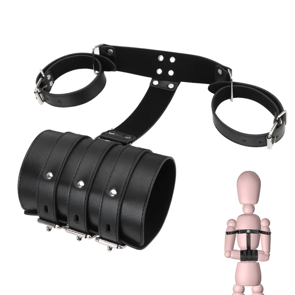 OLO Leather Bondage Wrist Cuffs, Arm Binder Armbinder Restraints ,Arms