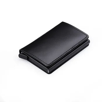 

Business Credit Card Bag High Texture Genuine Leather Metal Aluminum Shell Men's Wallet
