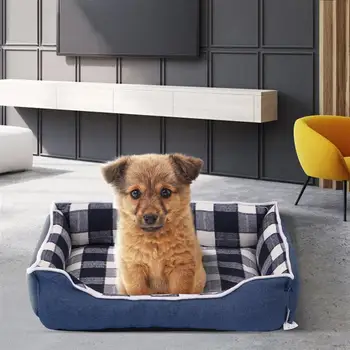 

POPETPOP Pet Bed Comfortable Denim Pet Cushion Pet Supplies with Removable Washable Cover for Cat Dog