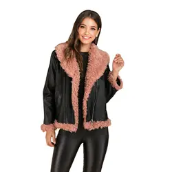Тонкий Для женщин пальто 2019 Модные женские элегантные кожаные и Меховая куртка пальто на осень и зиму, Для женщин s, теплые сапоги на молнии