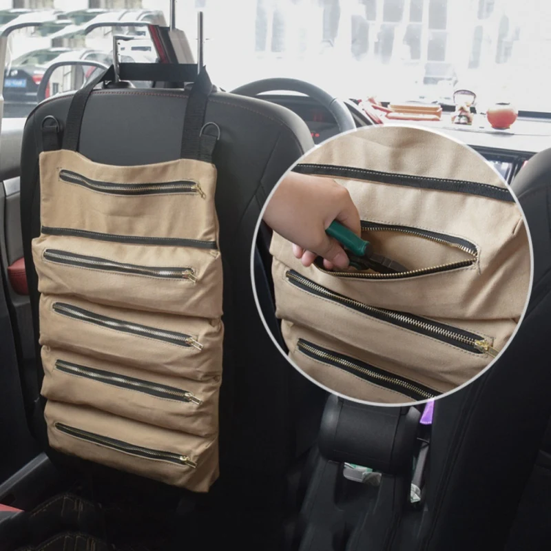 

outdoor Tool Large Organizer Pouch Portable Roll Tools Bag Canvas Tool Organizer Bucket Tool Roll Up Pouch Handy Small Tool