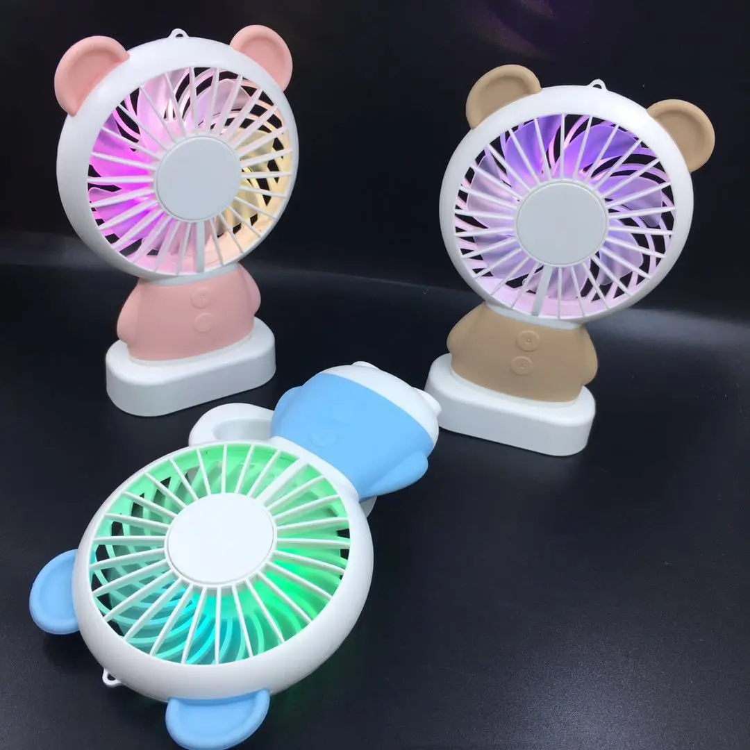 Стиль светодиодный ling long tu Dharma Bear USB Перезаряжаемый мини-вентилятор красочный свет настроения портативный немой маленький вентилятор