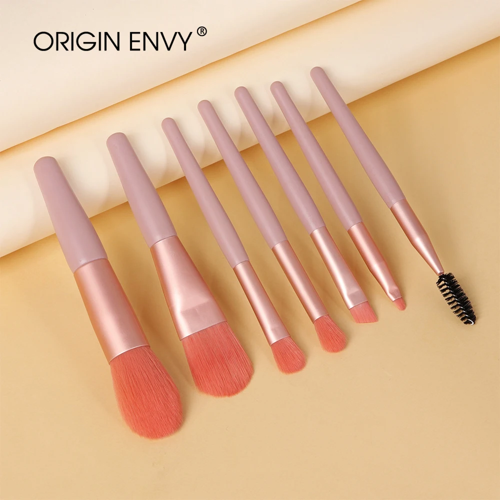 ORIGIN ENVY 7Pcs Makeup Brushes Foundation Brush Wooden Handle Soft Hair Makeup Set Brush Portable Beauty Tool Beauty