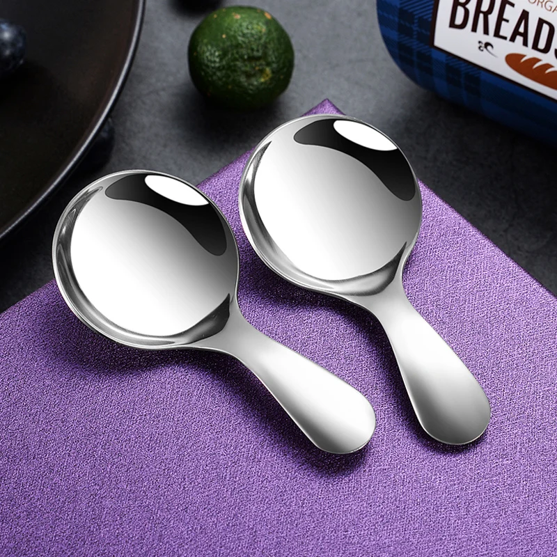 Cute Mini Stainless Steel Kids Spoon Ice Cream Spoon Short Handle Sugar Spice Spoon Small Tea Coffee Scoop Kitchen Accessories (10)