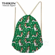 THIKIN, женские и мужские сумки на шнурке, Рождественский Basset Hound Dog, классический модный рюкзак с изображением животных для девочек, высококачественный Дорожный Чехол