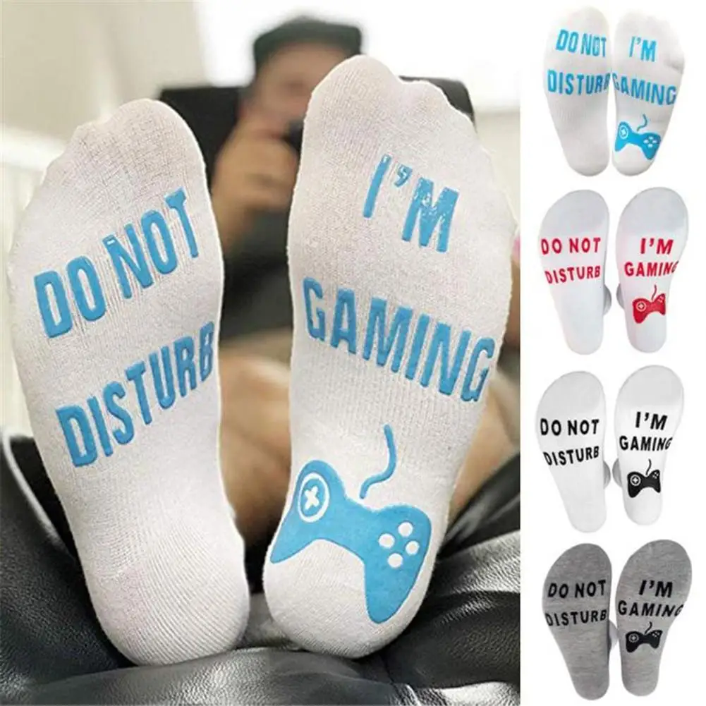 

Do Not Disturb I'm Gaming Letter Printed Socks Funny Ankle Novelty Socks For Game Lovers Men And Women Funny Socks