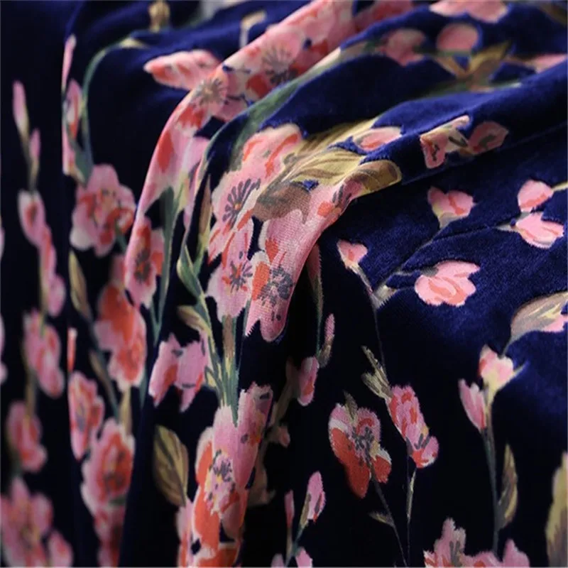 Winter Spring Silk Burn Out Velvet Fabric Shiny Transparent  Beauty Plum Blossom for Women Clothing Dress Evening Gown