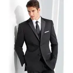 2022 Hot Selling High Quality Notch Lapel Men's Black Suits Custom Made Two Buttons Fashion Casual Wear Blazer 3 Pieces Skinny