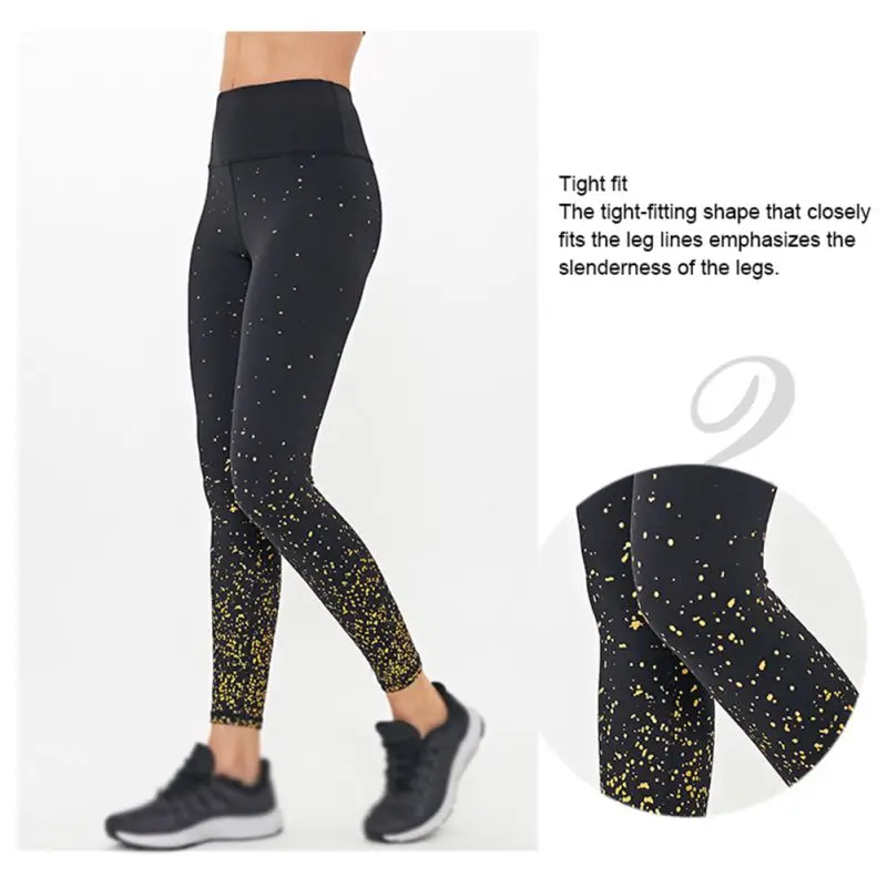 Starry Star Print Yoga Pants Women European And American Stretch Yoga Wear Belly High Waist Sports Tights