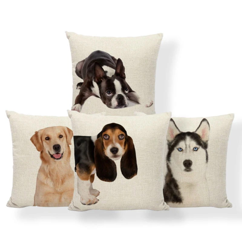 

Personalized Cute Pillow Labrador Husky Butterfly Dog Fun Throw Pillow Decoration Living Room Linen Linen 45*45Cm Cushion Cover