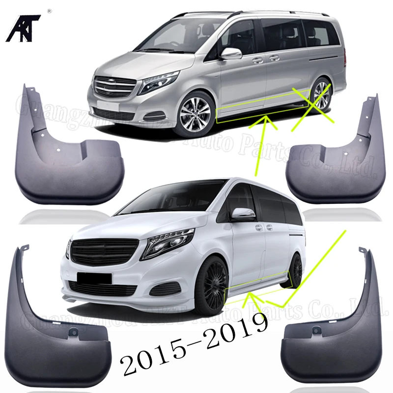 Брызговики для автомобиля крыло Mercedes V Class Benz W447 Metris Viano 2015-2019 с боковыми юбками |