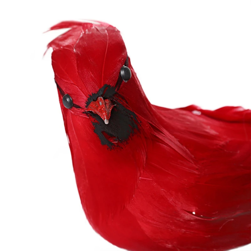 10 pcs Simulation Red Bird Decoration Portable Household Garden decoration miniature gardening fake bird decoration for home