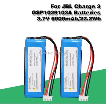 

6000mAh Battery bateria GSP1029102A for JBL Charge 3 (pls double check the place of 2 red wires on your old battery)