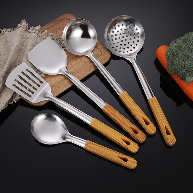 1pc/7pcs Kitchen Utensil Set Stainless Steel Cooking Utensils with Holder  Organizer Spatula Soup Spoon Colander Kitchen Gadgets - AliExpress