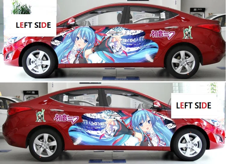 Левая сторона Hatsune Miku аниме Наклейка на тело автомобиля 3D Потяните цветок автомобиля Наклейка поддержка пользовательских боли автомобиля стикер модный горячий стикер