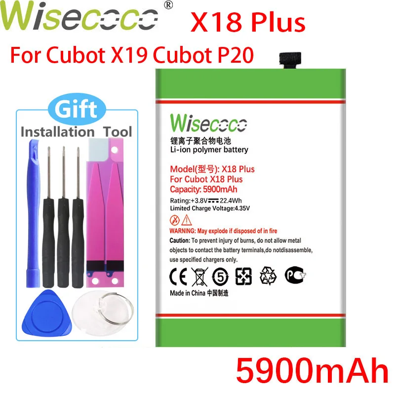 WISECOCO 5900 мАч Батарея для Cubot X18 плюс X19 P20 мобильный телефон в наличии высокое
