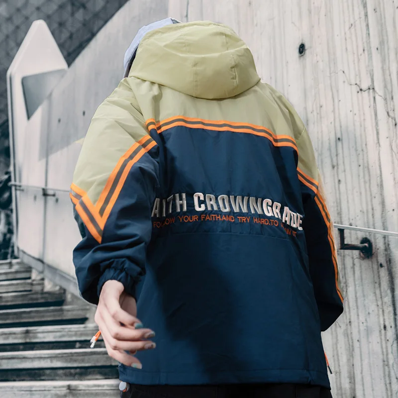 Мужская куртка с капюшоном в стиле хип хоп винтажная ветровка 2019|Куртки| |