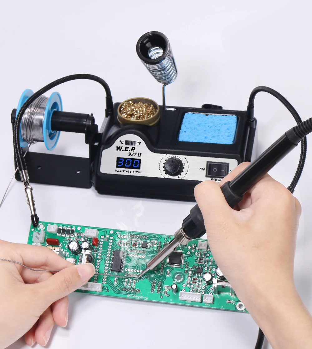 WEP 927 Clips Tin Soldering Iron with Optional Magnifier Lamp Digital Display Electric Soldering iron Kit Set Soldering Station gas welding machine