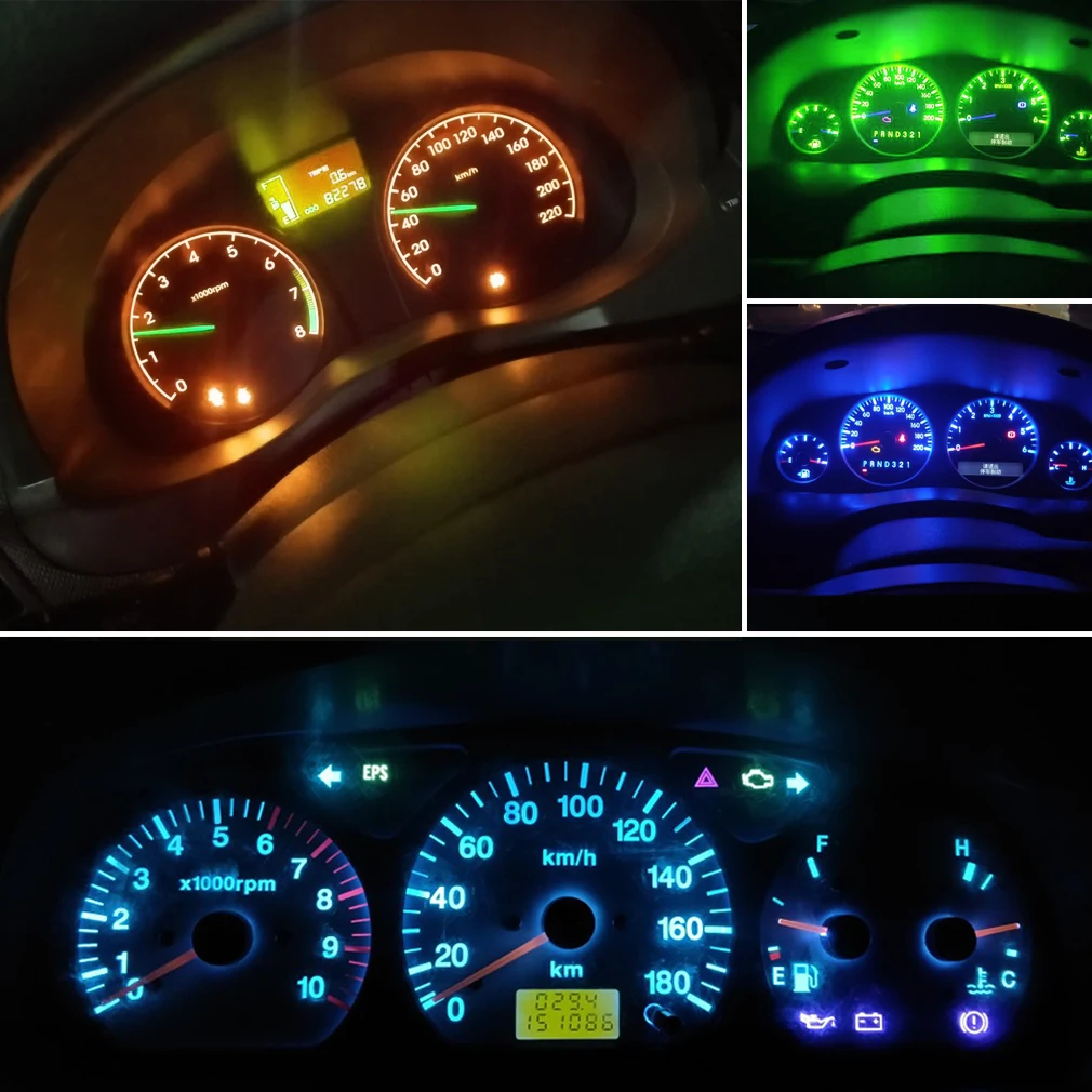 10x T5 T3 T4.2 T4.7 LED Car light Bulb Luces LED Para Auto Interior Side light Instrument Lamp Dashboard Indicator Light  12V - 6