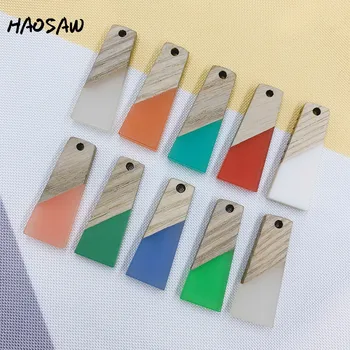 

HAOSAW 12*31MM 4Pcs/Lot Drilled/Trapezoid/Wood Material/Multi Colors/Semi Resin/Hand Made/DIY Jewelry Making/Jewelry Accessories
