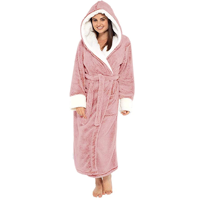 

Spring Autumn Winter sleepwear women's robes S-5XL hooded Long sleeve Robe with belt Nightgown women homewear bathrobe