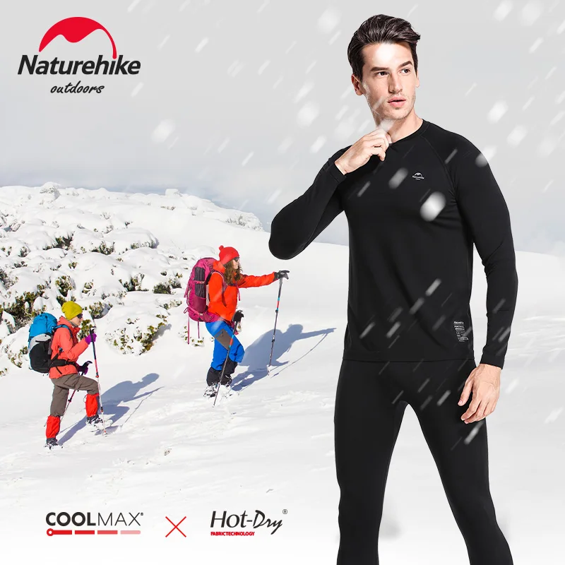 NatureHike горячее-сухое термобелье для мужчин и женщин зимнее лыжное теплое термобелье CoolMax кальсоны Черный Синий S/M/L/XL/XXL