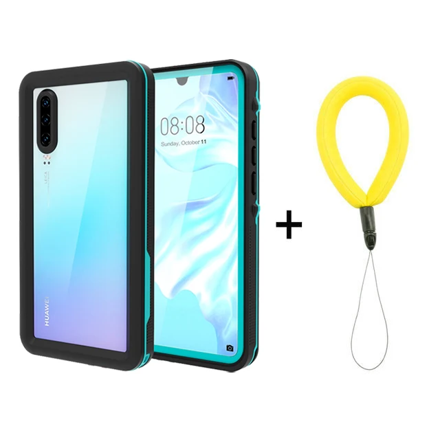 IP68 Водонепроницаемый чехол huawei P30 Pro Чехол Funda huawei P30 чехол водонепроницаемый чехол 360 Защита Прозрачный для huawei P30 Lite чехол - Цвет: Blue with Strap