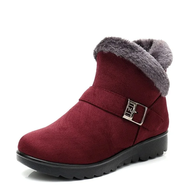 metal red BEYARNEWinter/Плюшевые короткие теплые зимние ботинки на меху; женские ботильоны на платформе; женская замшевая обувь на молнии; большие размеры; freeE999 - Цвет: metal red