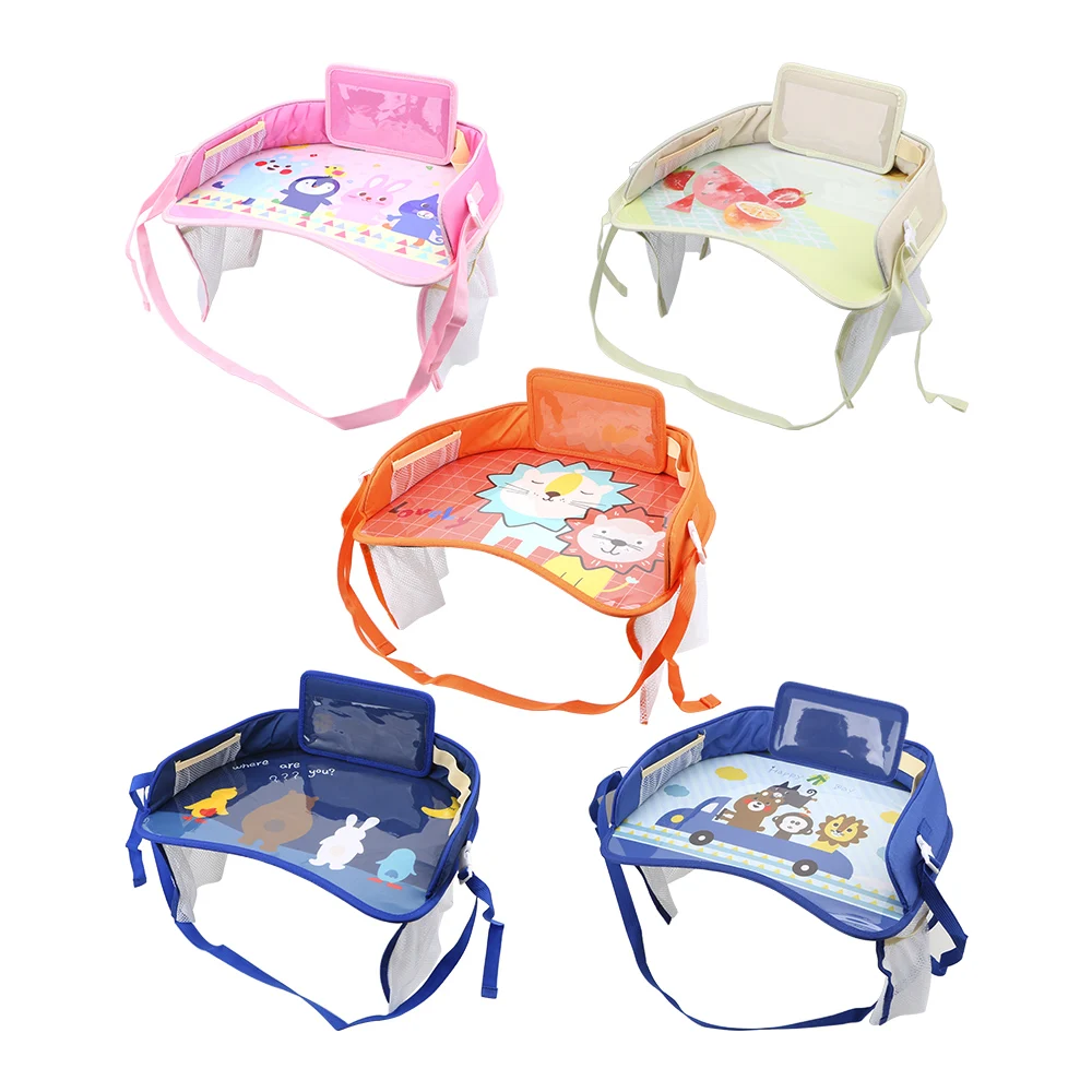 Children's Car Tray Table with Cartoon Design - Waterproof Oxford Cloth, Universal Fit