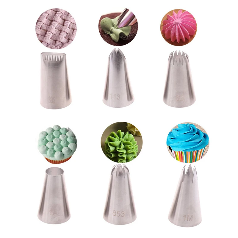 6Pcs/Set Extra Large Stainless Steel Icing Piping Nozzles Cake Cream Decoration Tips Set Baking