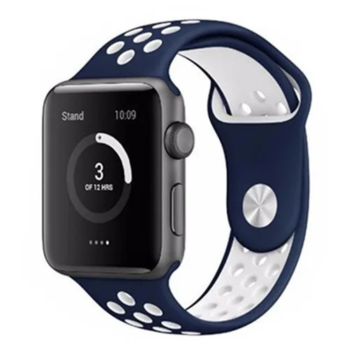 Силиконовый ремешок для apple watch band 42 мм 38 мм correa iwatch 4 3 2 44 мм 40 мм спортивный браслет pulseira apple watch аксессуары - Цвет ремешка: dark blue white