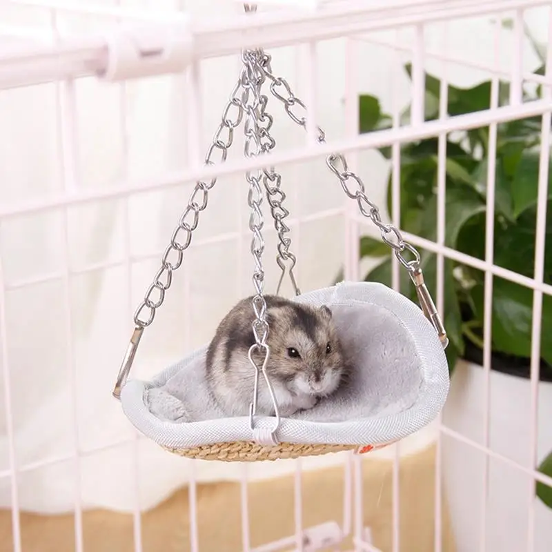 

Hamster Hammock Round Double-Sided Hanging Small Pet Bed Squirrel Hedgehog Habitat Straw Flannel Hamster Accessories Pet Supply