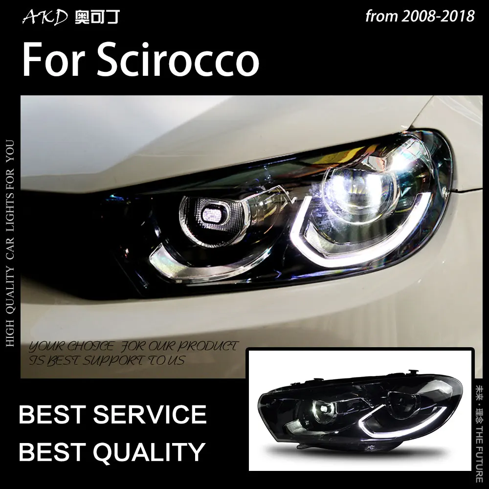 Akd Car Styling For Scirocco Led Headlight 20082018 Scirocco Head Lamp