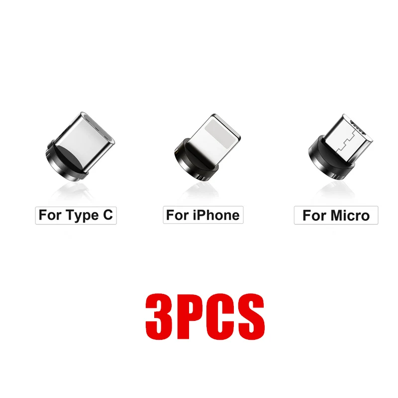 1/2/3 шт. круглые металлические магнитные адаптер кабельного штекера Тип C/Micro USB/8 pin быстрой зарядки Android шнур телефонные затычки против пыли для iPhone - Цвет: 3Pcs