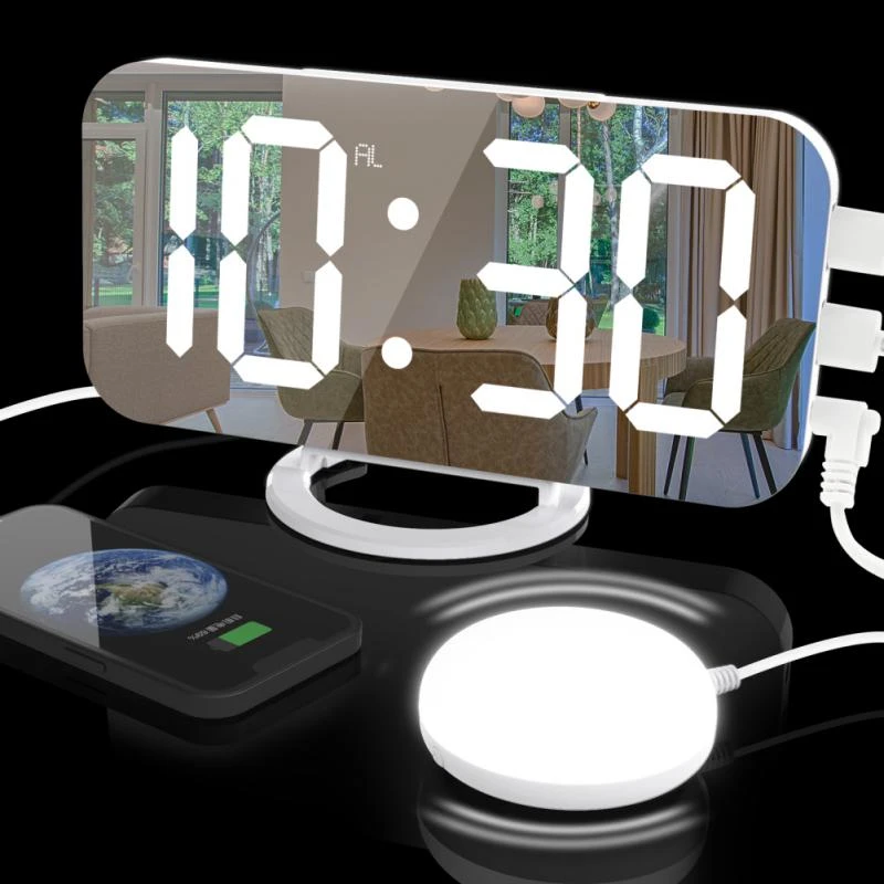 Secreto promedio grua Reloj despertador Digital con vibración y espejo LED para dormir,  dispositivo con ajuste automático del brillo, con puerto de carga USB  Dual|Módulos de domótica| - AliExpress