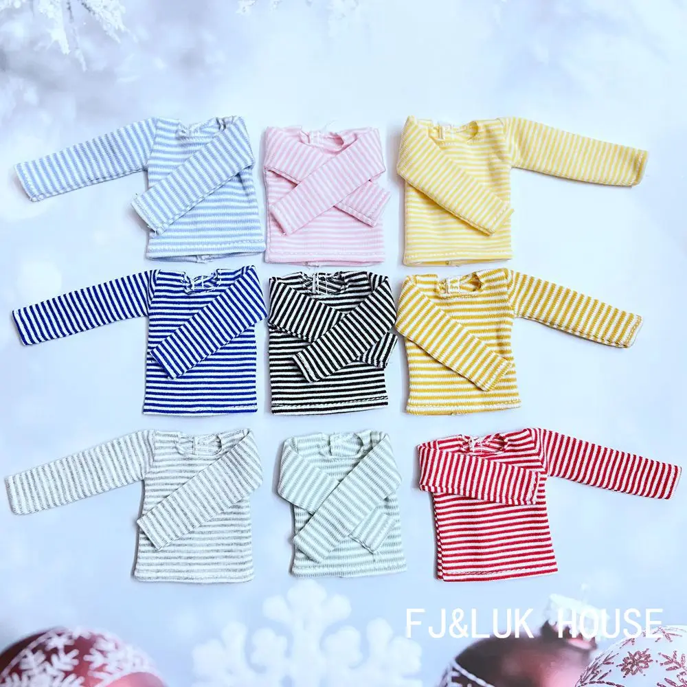 Doll clothes accessories Blyth clothes Cotton T-shirt Stripe Long Sleeve Shirt for Pullip Blyth 1/6 Dolls Accessories