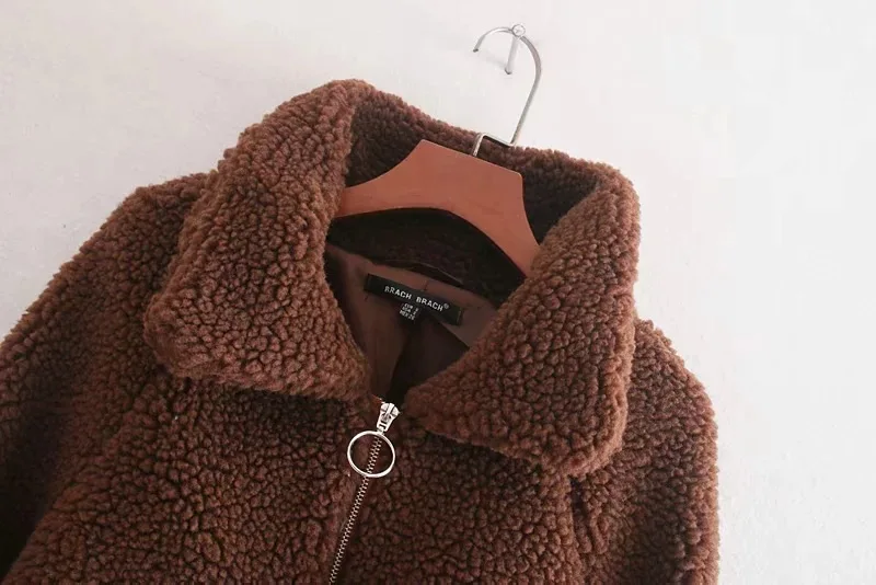 

Hot Selling Autumn & Winter New Style Lambs Wool Coat Europe And America Small Fold-down Collar Zipper Cotton Coat Warm Cotton-p