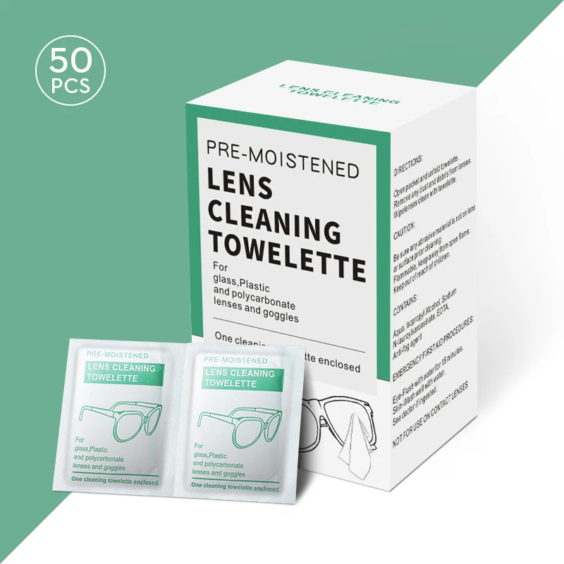 

1 Set=50Pcs Cleaning Cloth Disposable Wet Tissue Wipe Anti Frog Lens Glasses Polishing