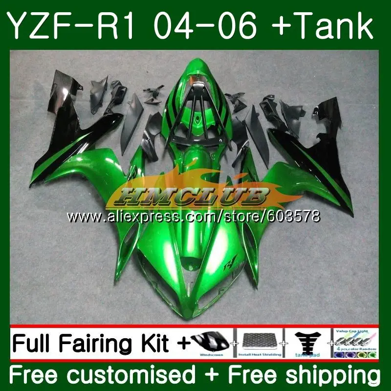 Средства ухода за кожей для YAMAHA YZF R 1 YZF 1000 YZF-R1 2004 2005 2006 55CL. 9 YZF1000 YZF R1 YZF-1000 YZFR1 04 05 06 ABS обтекатель глянцевый зеленый - Цвет: No. 1