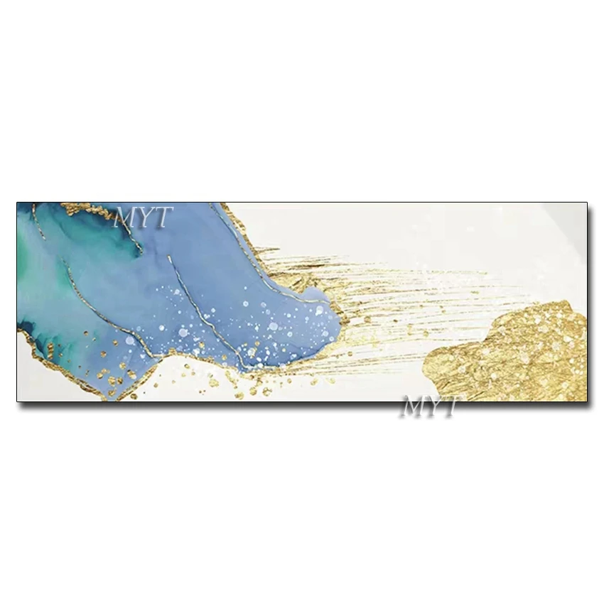 

Coloring By Decoration Abstract Posters And Prints Handmade Painting Of Modern Strip Mural Artwork Living Room Gold Leaf