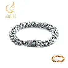 11 мм хип-хоп Рок ZC AAAAA кубический цирконий кубинская цепочка браслет 316 л титановые стальные браслеты подарок предпочтительный