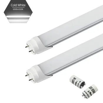 

2pcs 60cm LED T8 G13 Tube 9W 2835 SMD 6000-6500K Cold White LED Tubes Bulbs Fluorescent Milk Cover With Starter