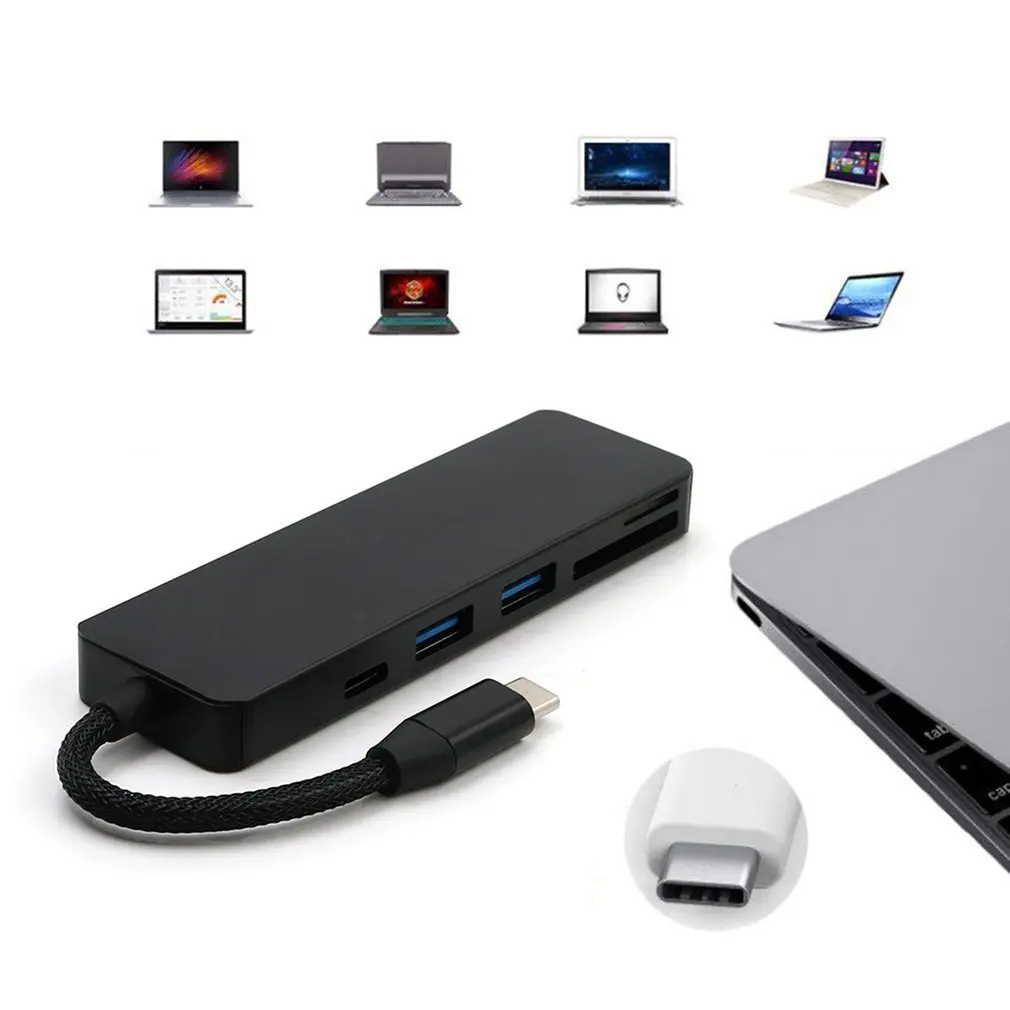Многофункциональный USB 3,1 type-C концентратор TF кард-ридер type C к USB конвертер Высокоскоростной USB 3,0 разветвитель концентратор адаптер для Macbook