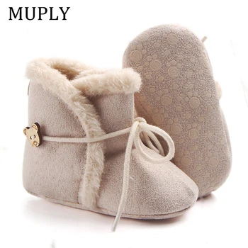 

0-18M Newborn Infant Baby Girls Snow Boots Winter Warm Baby Shoes Solid Botton Plush Ankle Boots