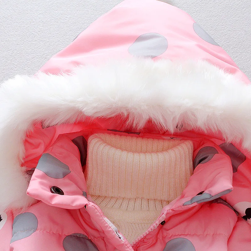 Зимние куртки для малышей; теплая верхняя одежда с капюшоном для маленьких девочек; одежда из искусственного меха для маленьких девочек; одежда для маленьких девочек