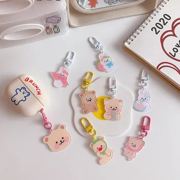 

Cute Korea Bear Pendant for AirPods2 AirPods Pro Wireless bluetooth case Ornament Pendant keyring headphone Bag KeyChain Pendant