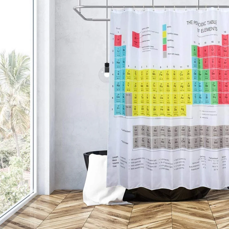 Periodic Table Of Elements Shower Curtain Waterproof Fabric Curtains