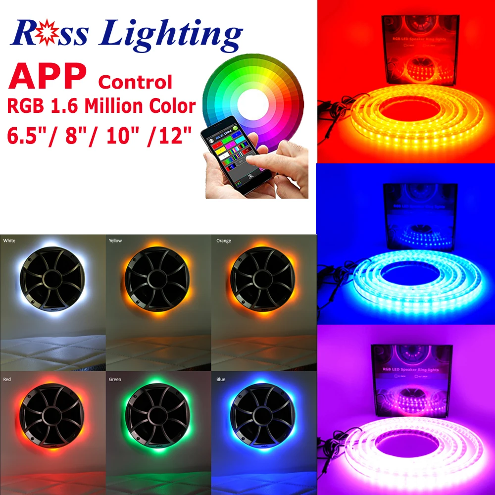 9pcs/Lot Universal Spacer Acrylic APP Control RGB Multicolor LED Speaker Rings Audio Marine with Remote Wiring for Auto Sounds 9pcs/Lot Universal Spacer Acrylic APP Control RGB Multicolor LED Speaker Rings Audio Marine with Remote Wiring for Auto Sounds