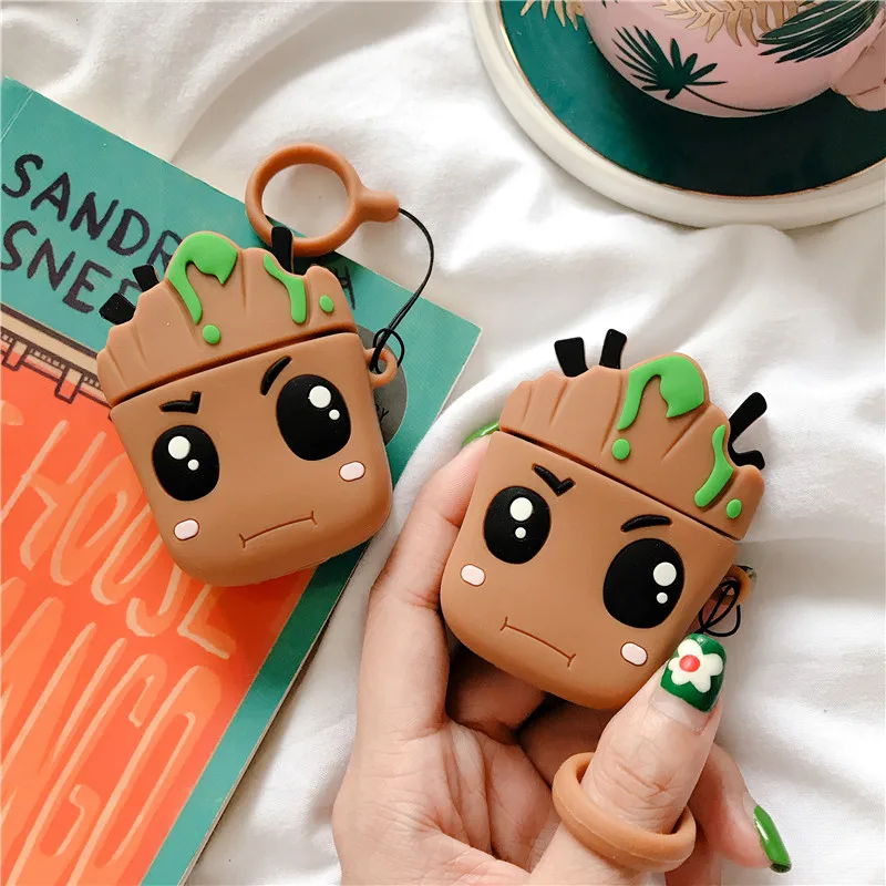 

3D Cute Cartoon Marvel Groot Trees Baby Headphone Cases For Apple Airpods 1/2 Lovely Silicone Earphone Protective Sleeve Cover